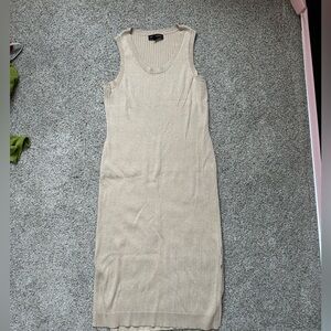 Banana Republic Gold Midi Dress with Slip Cut